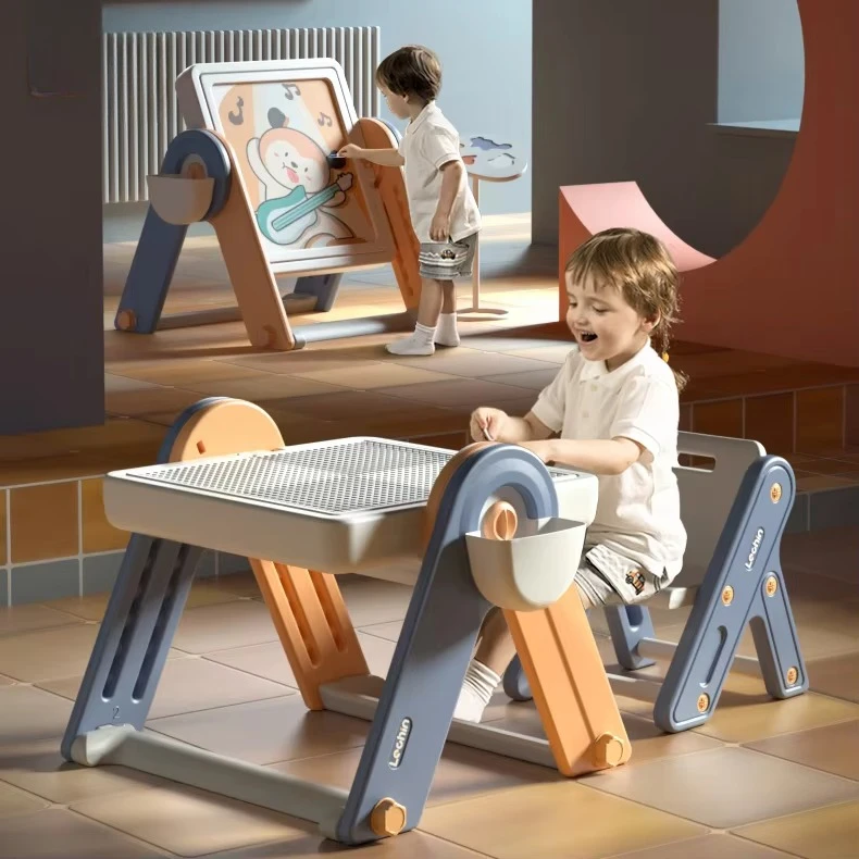 

2025 non-disassembly magnetic drawing board living room baby chair and building block table set drawing toy board tool set
