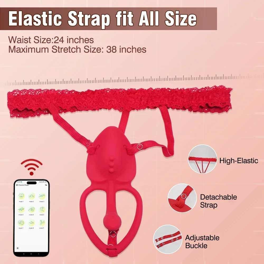 هزاز اللباس الداخلي القابل للارتداء (تطبيق وتحكم لاسلكي) - 9 أوضاع اهتزاز، حلقة القضيب ومحفز البظر، لعبة للبالغين 18+