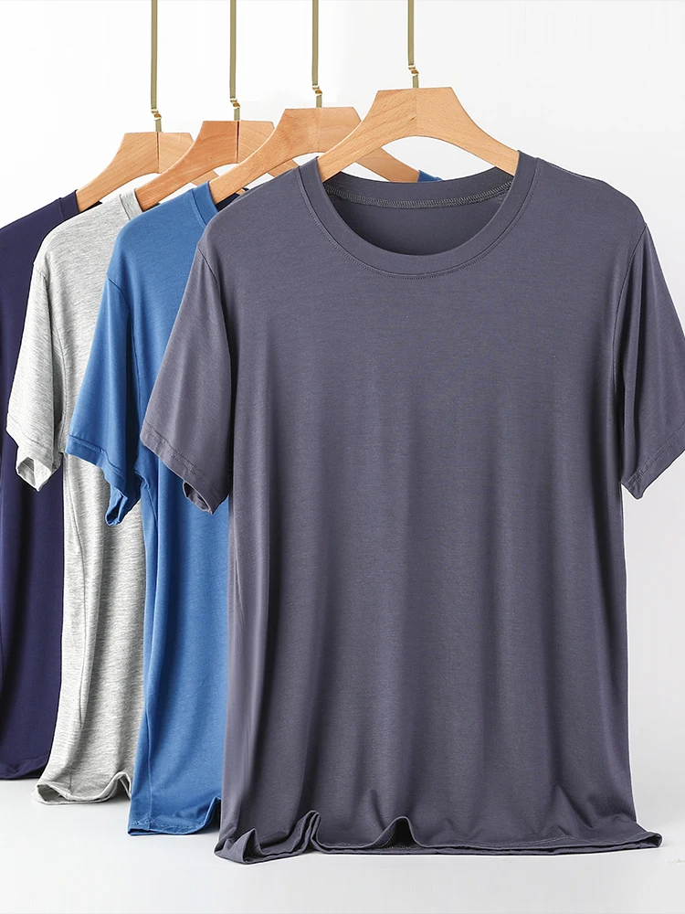 

Loose Casual round Ne ort Sve Modal T-irt for Men Summer Versatile plus Size Slimming Color Base irt