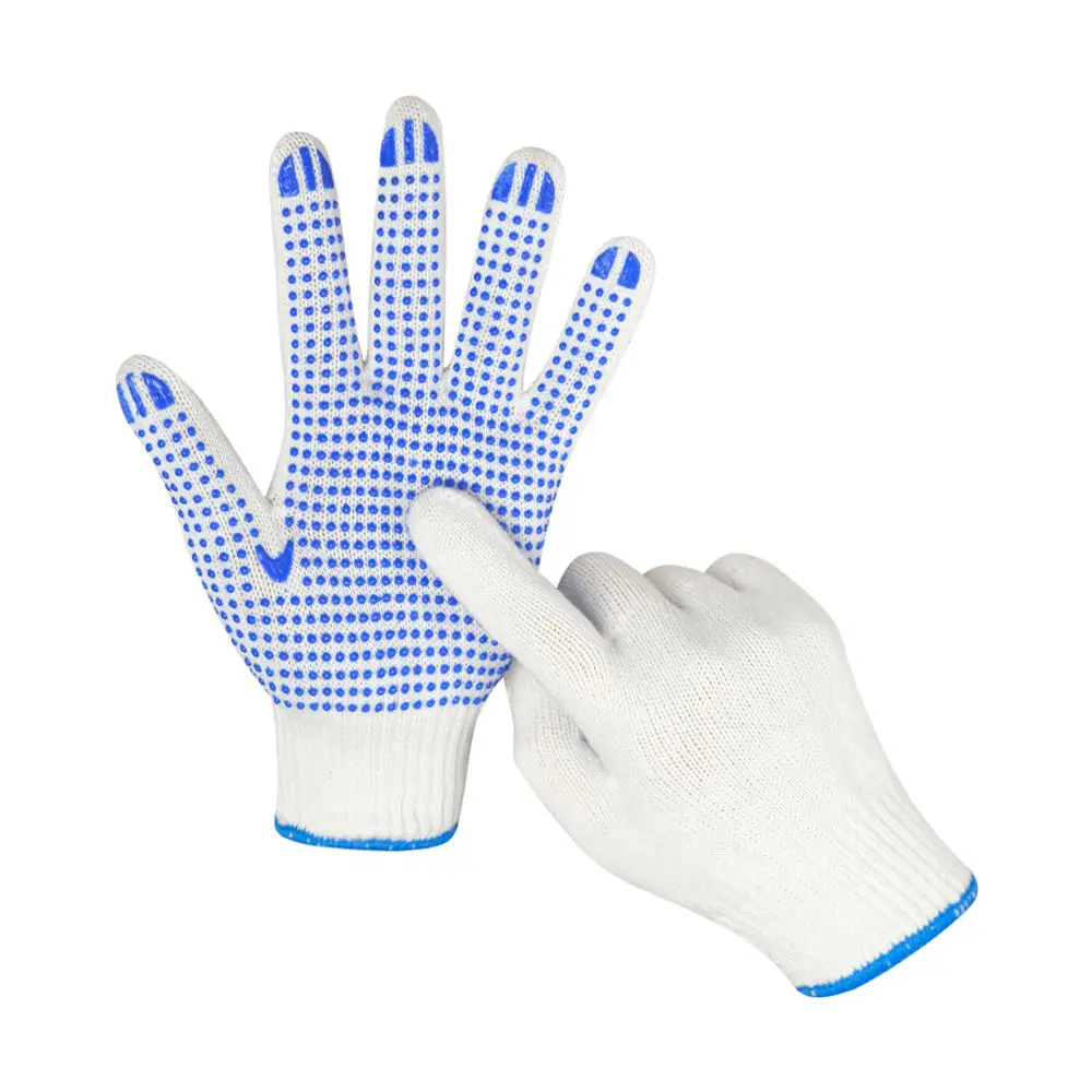 10 pairs ten needle dot plastic gloves wear-resistant anti-slip labor protection bead dot glue gloves