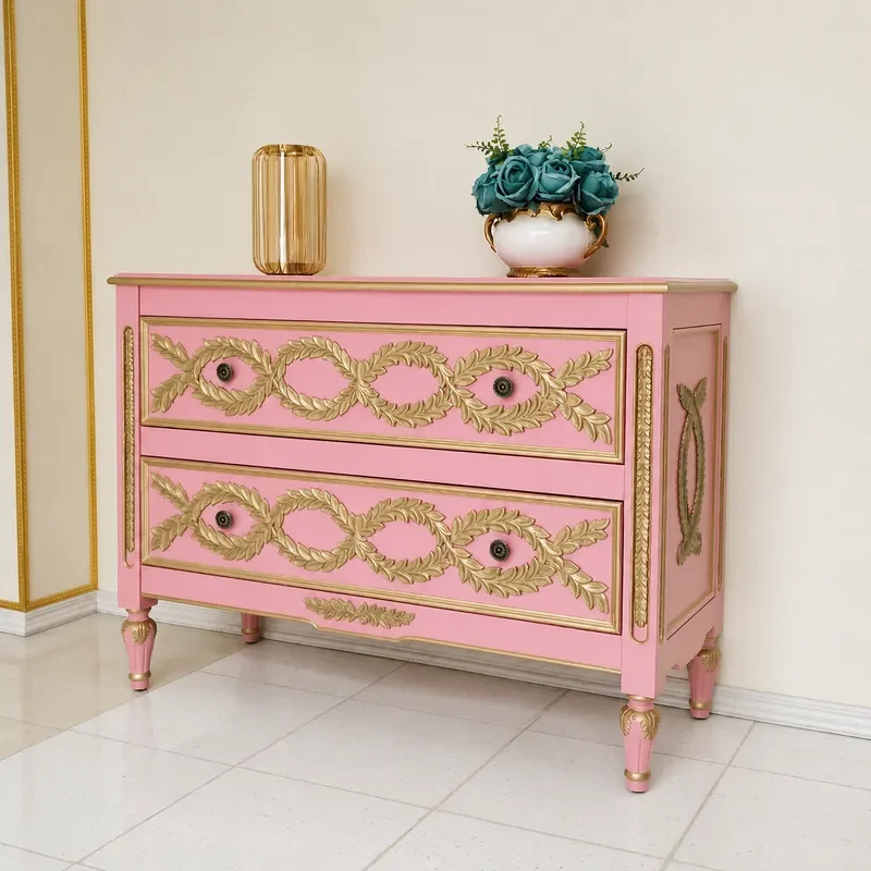 Factory Wholesale Pink Living Room Decorative Cabinet Luxury Sofa Side Table Door Cabinet Partition Storage Unit for Home