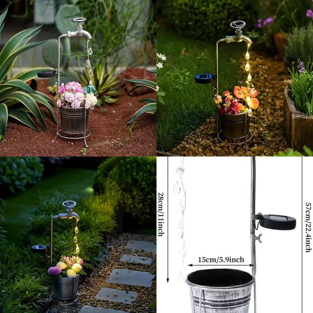 

Outdoor Solar Water Faucet with Vintage LED Lights for Garden Decor, Waterproof Yard Lawn Patio Pathway Lighting, Perfect Gift f