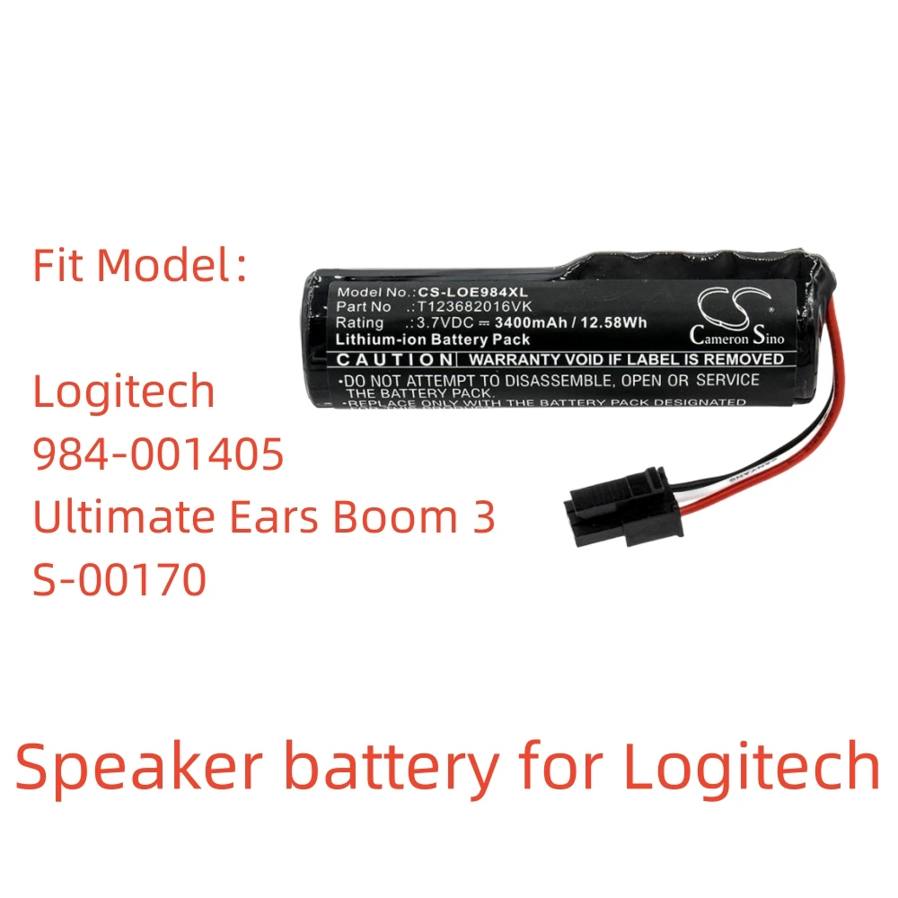 

CS Li-ion Speaker battery for Logitech,3.7v,3400mAh,984-001405 Ultimate Ears Boom 3 S-00170