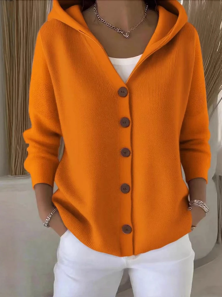 2025 الخريف والشتاء موضة جديدة المرأة أنيقة سترة مشغولة من الصوف مقنعين الدافئة سميكة طويلة الأكمام سترة فضفاضة #2