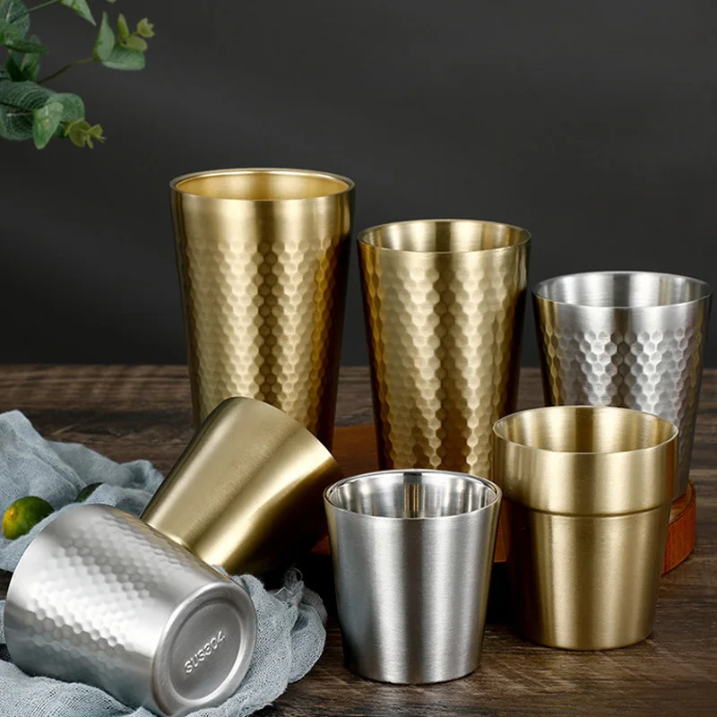 Stainless Steel Cold Water Drinks Stackable Cup Double-Wall Beer Anti-scalding Anti-fall Cups Milk MugsFor Kitchen Drinkware Bar