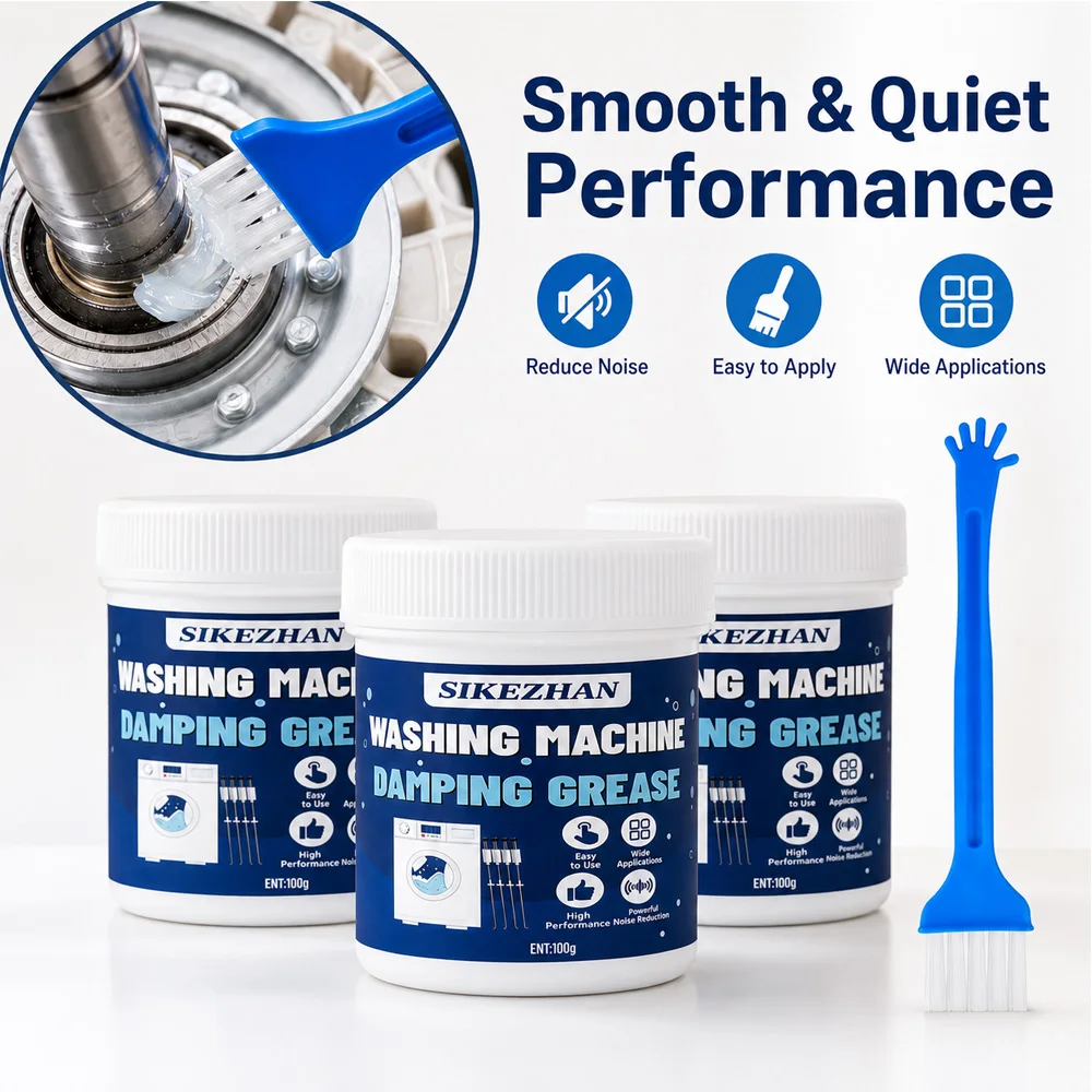 SIKEZHAN 100g Washing Machine Damping Grease Noise Reduction Lubricant with Brush Universal Shock Absorber Repair Grease Paste