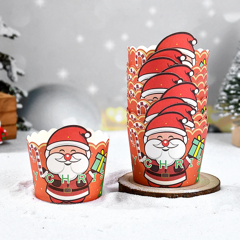 20/10Pcs Weihnachten Cupcake Wrapper Elch Mit Kuchen Topper Santa Claus Schneemann Backen Muffin Tasse Papier Liner Wraps xmas Party Decor