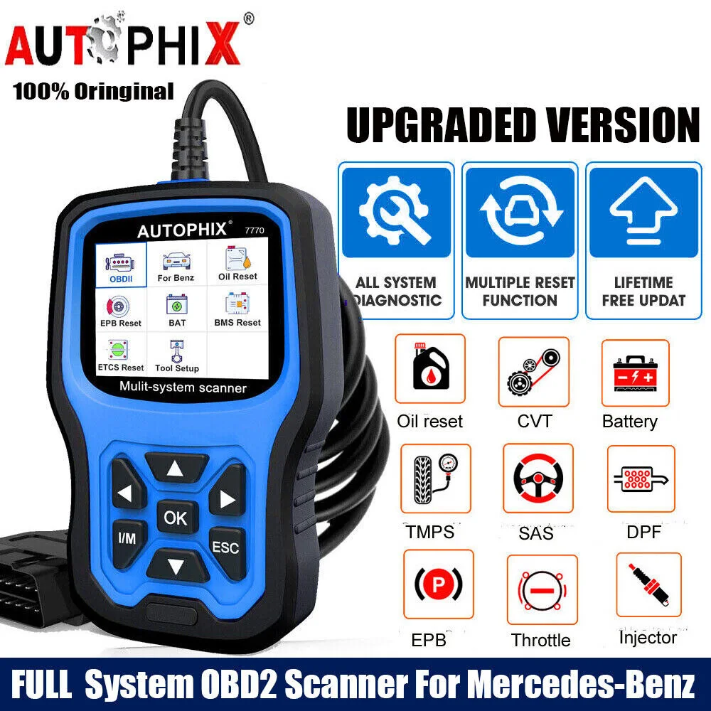 AUTOPHIX 7770 OBD2 Scanner for Mercedes Benz 16Pin All System Car OBD2 Scanner ABS SRS EPB Diagnostic Tool