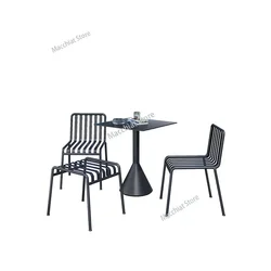 Balcony Wrought Iron Outdoor Table and Chair Set Courtyard Milk Tea Shop Bar Simple Rust-proof Leisure Garden Furniture