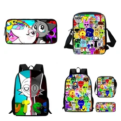 Cartoon Sprunki School Backpack With Shoulder Bags Pencil Bags For Kindergarten,Light Weight Child Bags For Boys Girls