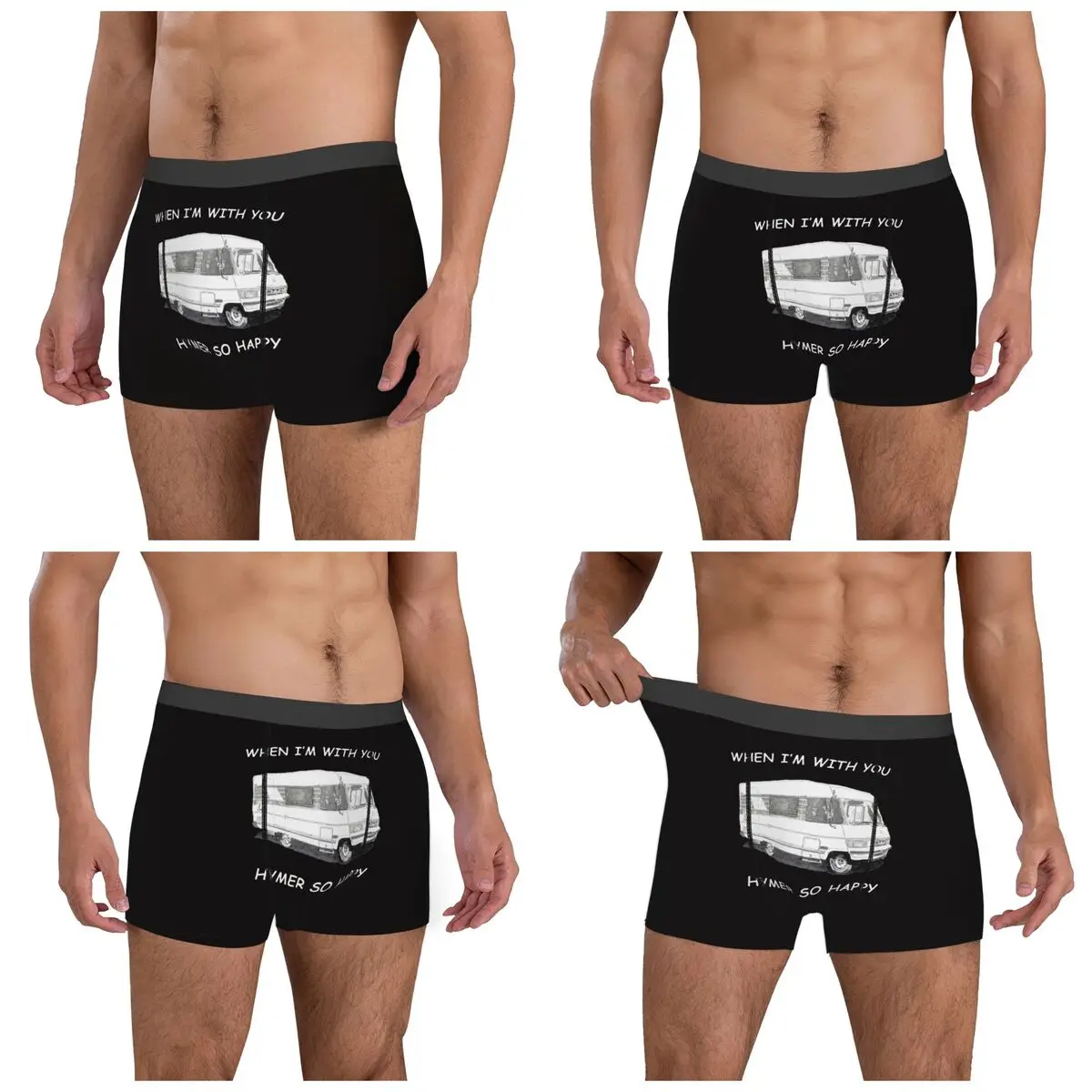 الملاكم السراويل السراويل "عندما أنا معك هايمر سعيد جدا" هايمر B544 الرجال ملابس داخلية جيدة التهوية لهدايا رجل صديقها أوم