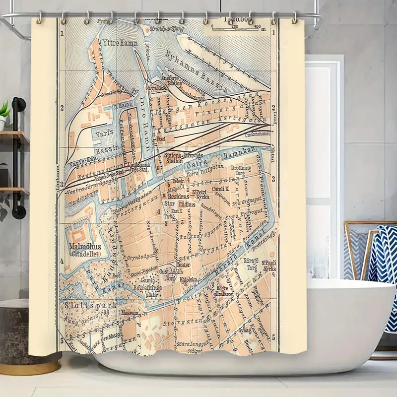 

Vintage Map Shower Curtain World Atlas Europe Wall Decor Travel Theme Bathroom Set Artistic Geography Gift