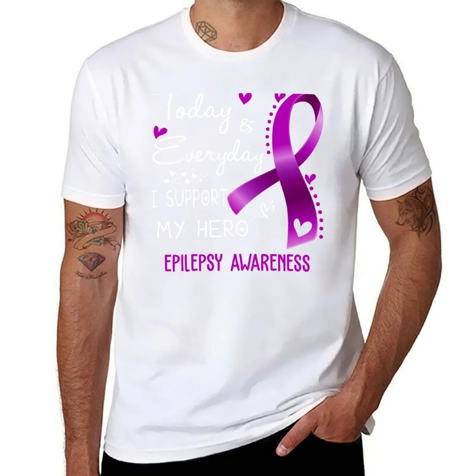 

Today And Everyday I Support My Hero Epilepsy Awareness Warrior Gifts T-Shirt t shirts for man cotton t shirt man plain T-Shirt