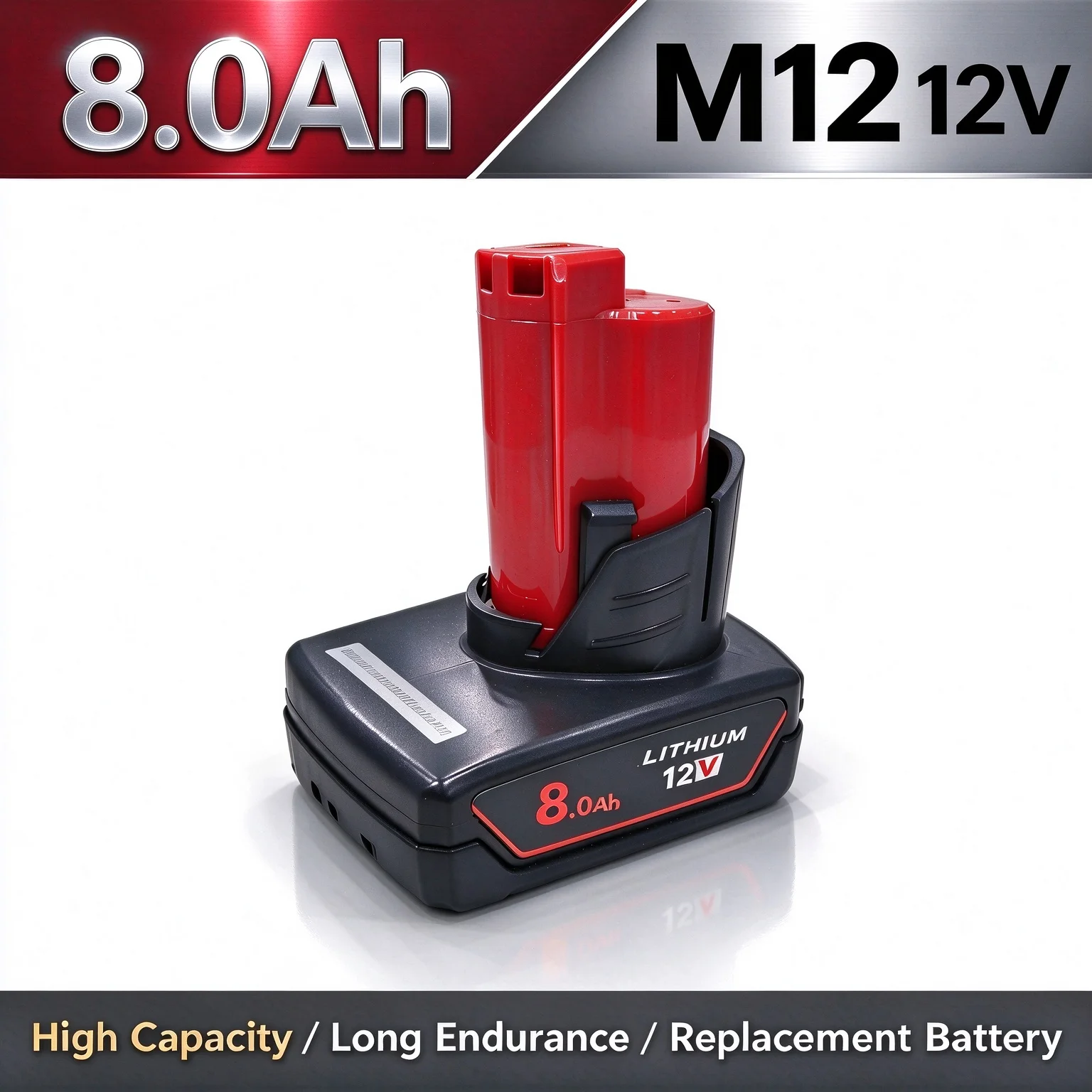Batterie de remplacement rechargeable lithium-ion grande capacité 9,0 Ah 8,0 Ah pour outil électrique Milwaukee M12 12 V, compatible avec 48‑11‑2402 48‑11‑2411 48‑11‑2401, lampe LED 8000 mAh, PACK 1/2/4