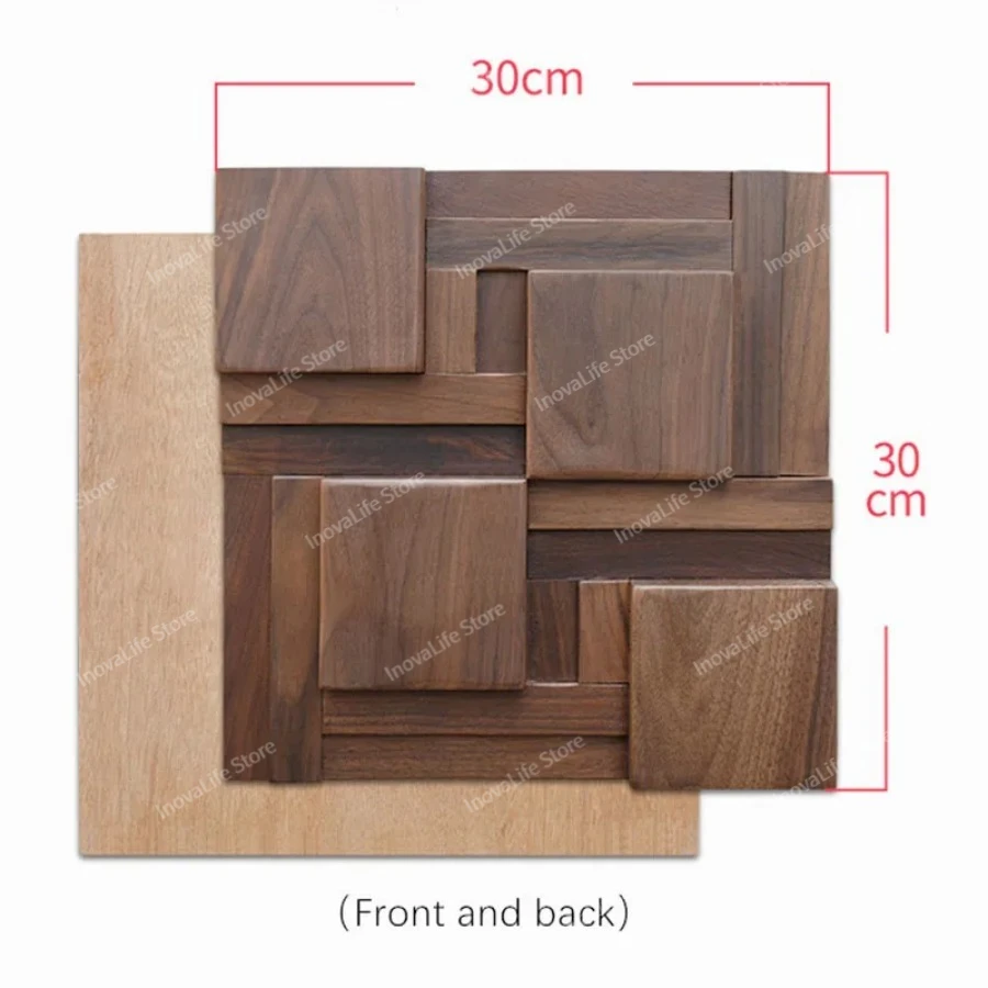 Black Walnut Wall Decoration Art Acoustic Diffuser Panel Solid Wood Mosaic Tile Sofa TV Mosaic Background Wall Stickers