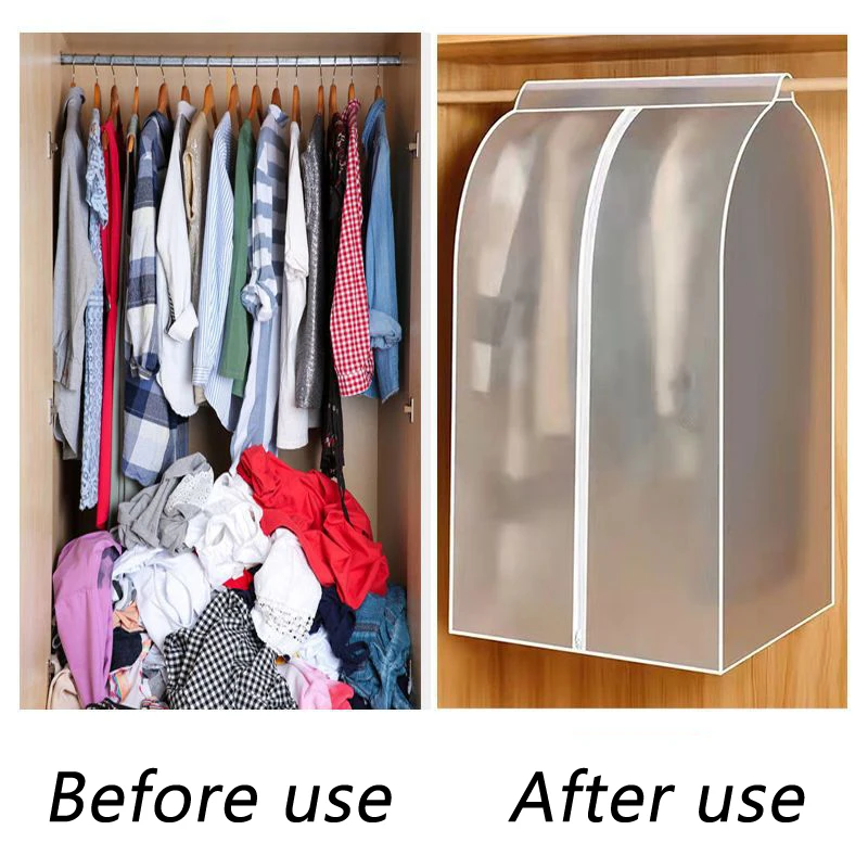 Dustproof Clothes Oversized Cover  Dress Suit Coat Transparent Storage Bag Case Organizer Wardrobe Dress Clothing Hanging