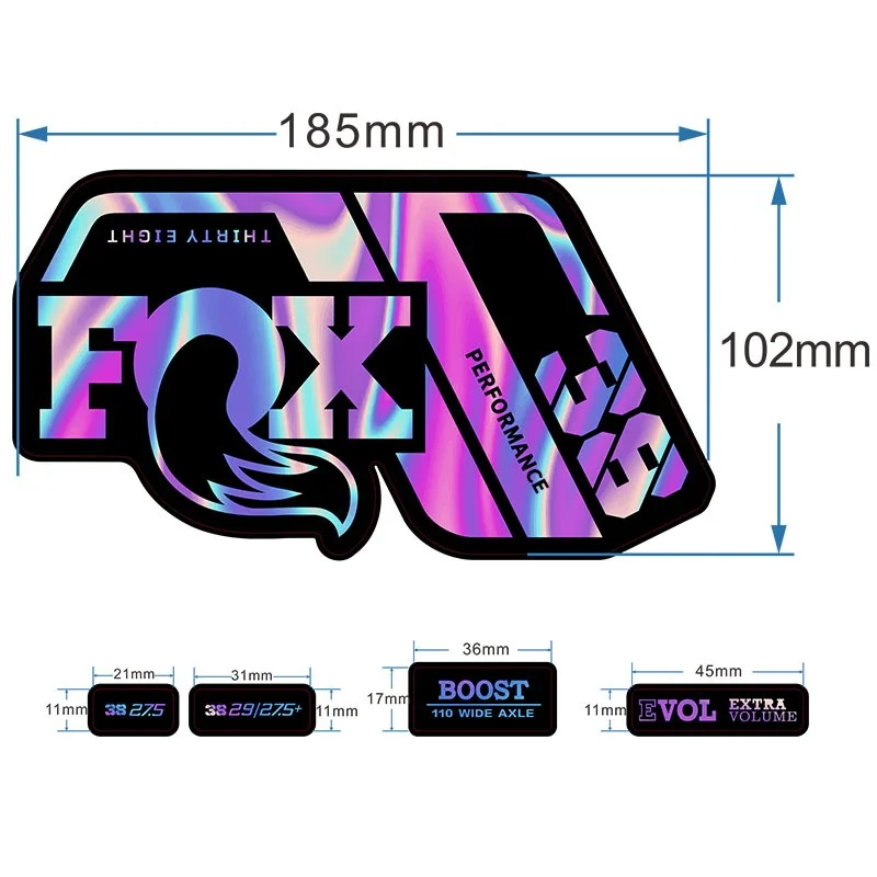 2021 ثعلب 38 أداء الجبهة شوكة ملصق دراجة هوائية جبلية الجبهة شوكة ملصق الثعلب الجبهة شوكة ملصق دراجة اللوحة #4