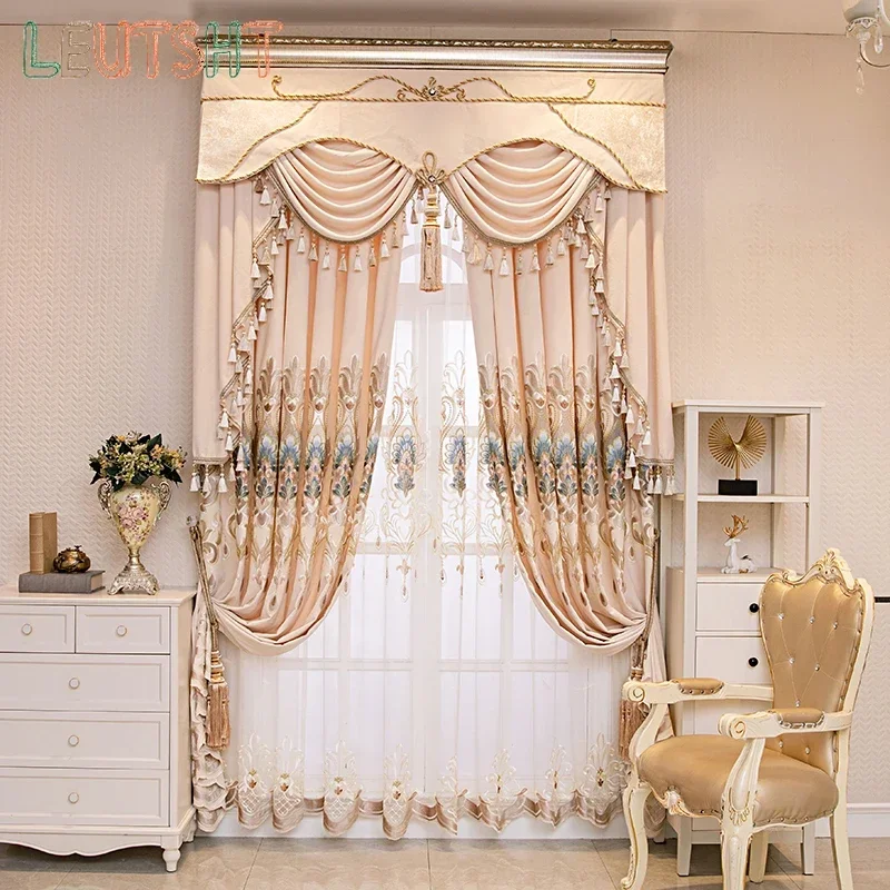 

Custom Size European Style Living Room Blackout Bedroom Villa Blackout Curtains Wedding Decoration Curtain Partition Door Decor