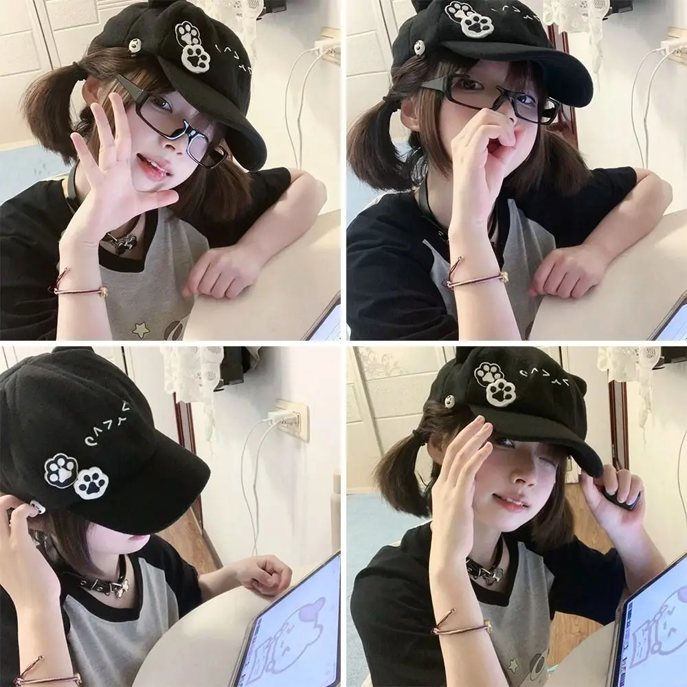 Милые береты с кошачьими ушками, кепки в стиле Лолиты JK, японская бейсболка Y2k, повседневные шапки газетчика для женщин и девочек