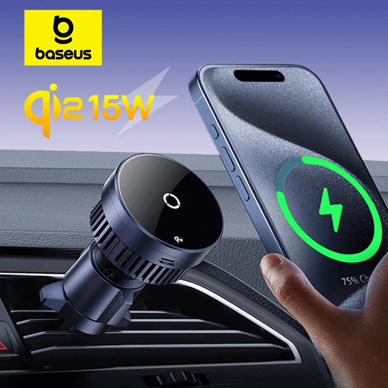 

Baseus Qi2.0 15W Magnetic Car Wireless Charger Fast Car Vent Mount Charger Car Phone Holder for iPhone 15/14/13/12 Pro Max