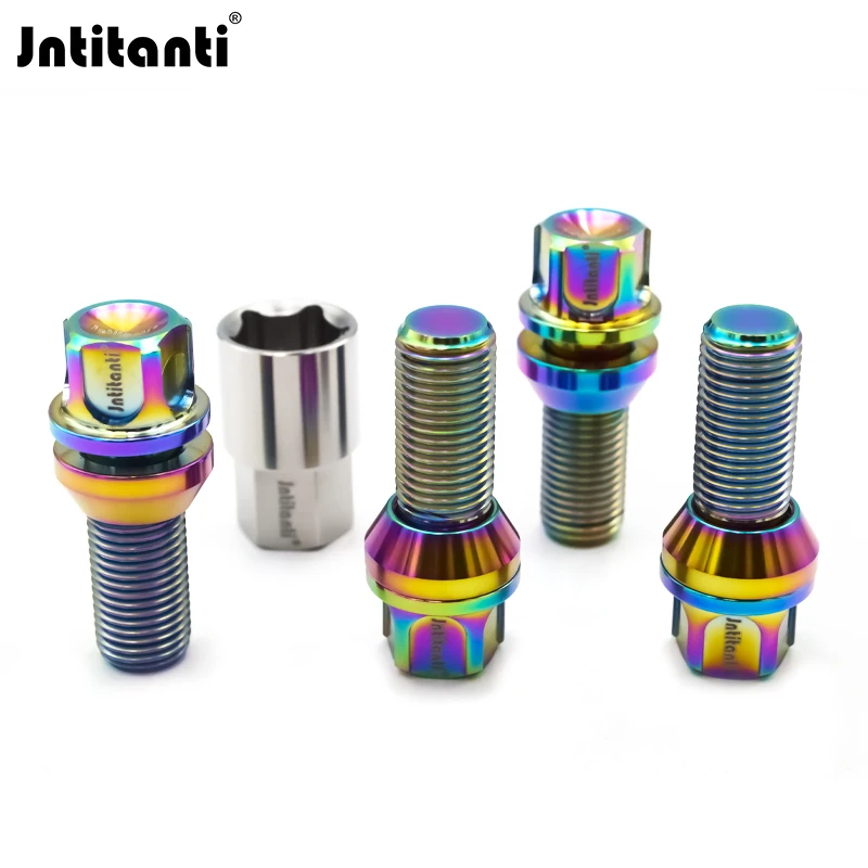 

Jntitanti Противоугонное плавающее конусное сиденье с вогнутой головкой Gr.5 Титановый колесный болт M12x1,25 для колес французских итальянских автомобилей