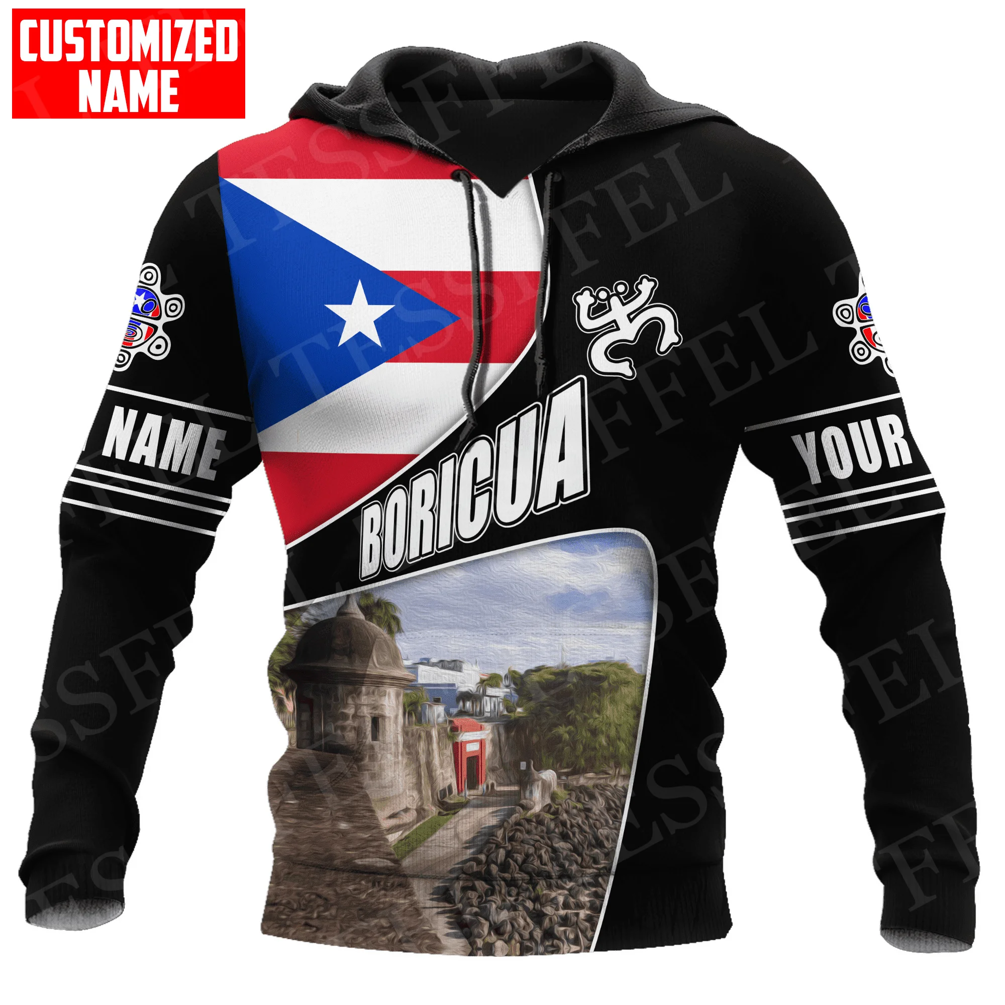 

Custom Name Puerto Rico Boricua Borikén Tattoo Retro Tracksuit Vintage 3DPrint Harajuku Casual Funny Pullover Jacket Hoodies X22