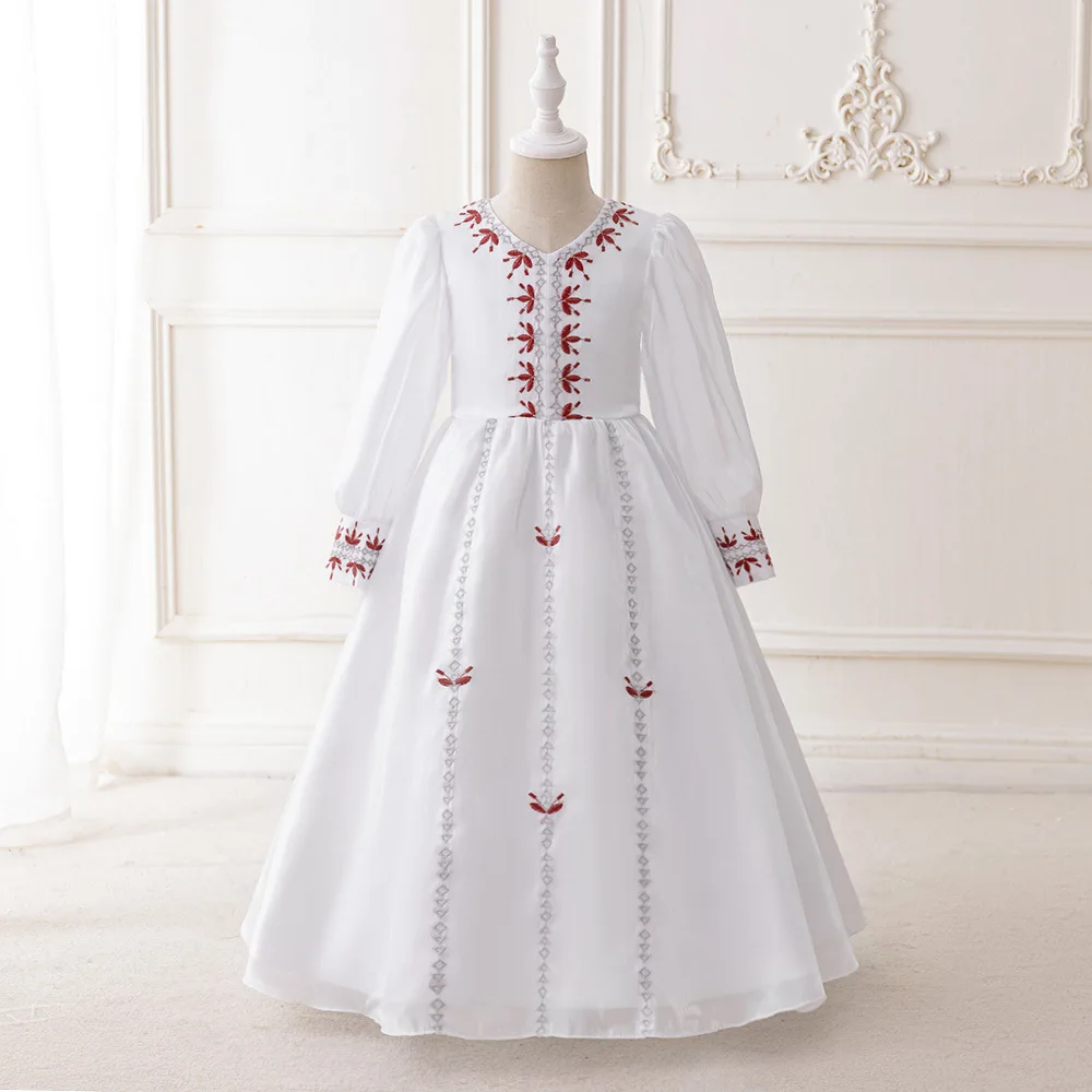 

Muslim Dresses For Children Autumn Clothing Long-Sleeved Fashions Princess Dress Flower Girl Wedding Costume Kids Evening Dress