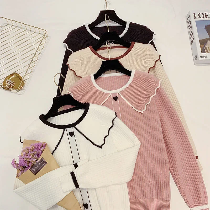 2023 Frauen Süßigkeiten Farben Pullover kawaii süße Mode Herbst Winter O-Ausschnitt Pullover Langarm lässig Pullover Strick oberteile Mädchen