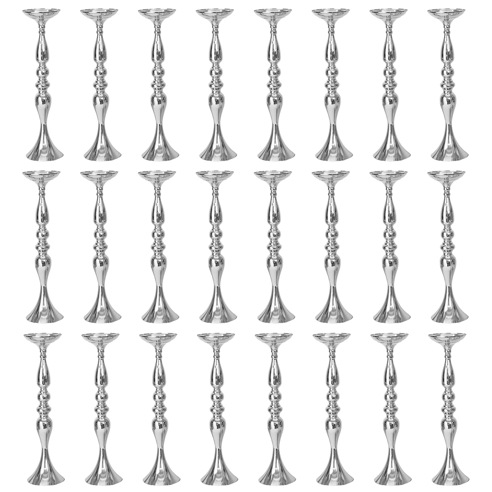 

24 шт. металлические подставки для цветов на свадьбу, высотой 19,69 дюйма, подсвечники, декор для дома (серебристые)