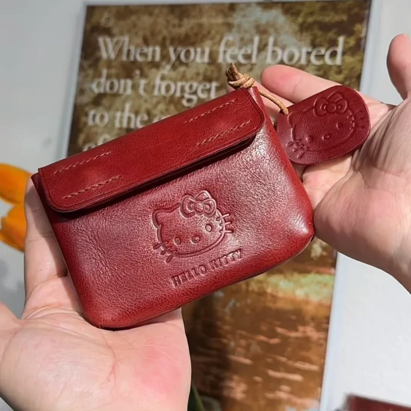 Hello Kitty Sanrio Kt Cat Mini กระเป๋าสตางค์ Kawaii กระเป๋าใส่เหรียญน่ารักการ์ตูนหูฟังกระเป๋าแบบพกพากรณี Adorkable วันหยุดของขวัญ