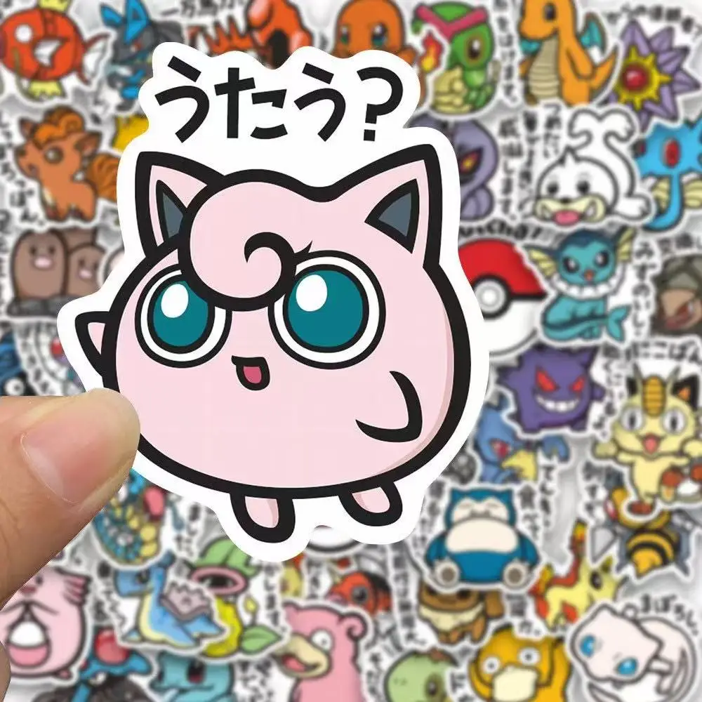 Picture 4: 56PCS Cute Anime Pokemon Stickers Cartoon Pikachu Sealing Decoration DIY Laptop Decals Graffiti Sticker Reward Gift Kid Toy