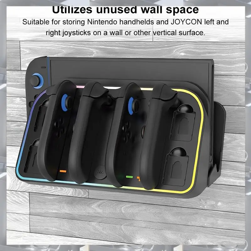 

Hot Selling-Wall Mount Charger Dock For Switch 2 For Joycon Controller Charging Station With 4Game Card Slots Up To 4 Controller
