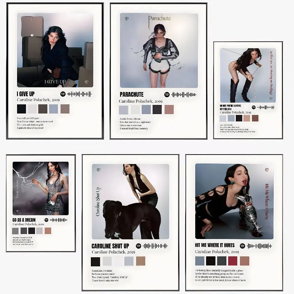 

Singer C-Caroline polachekES Cool Poster Waterproof HD Art Wall Decal Self-Adhesive Print. Aesthetic Home Room Decor for Living