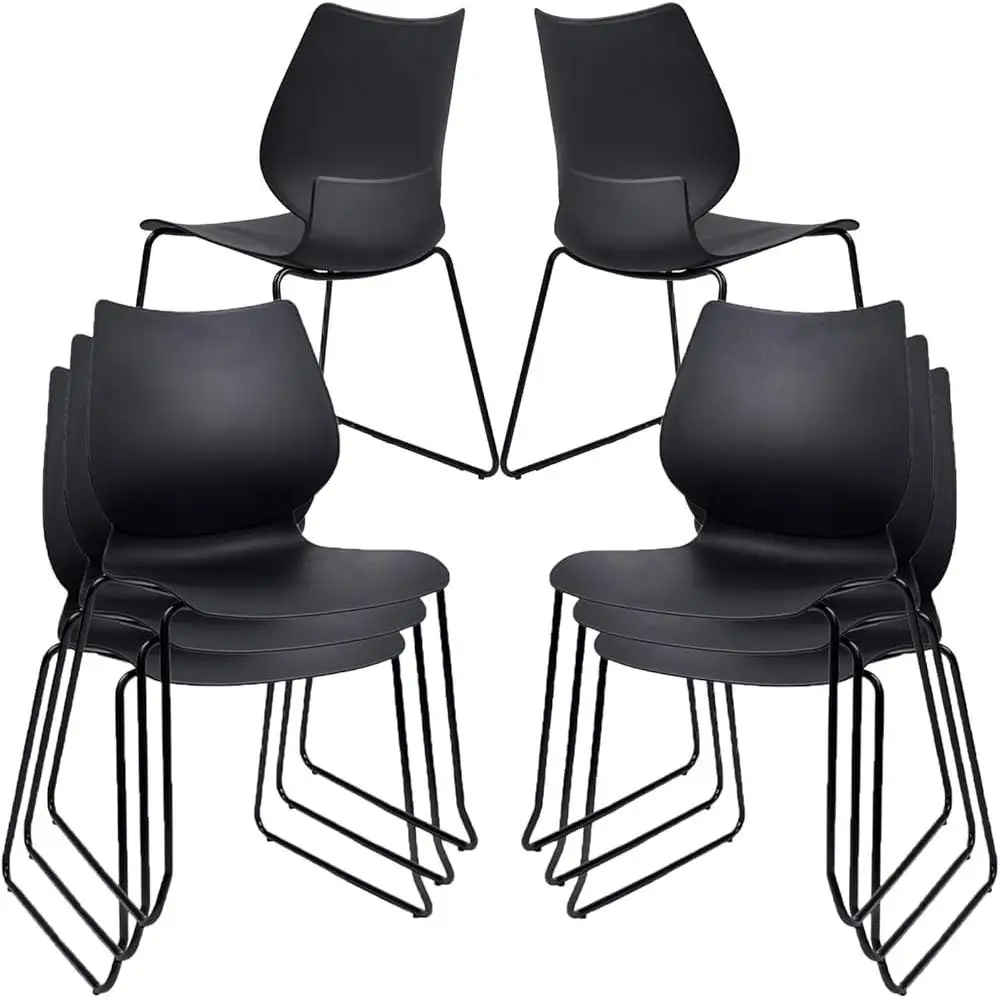 Stackable Conference Chairs Waiting Room Chairs with Back Metal Legs Durable Sled Base Office Training Guest Seating Easy