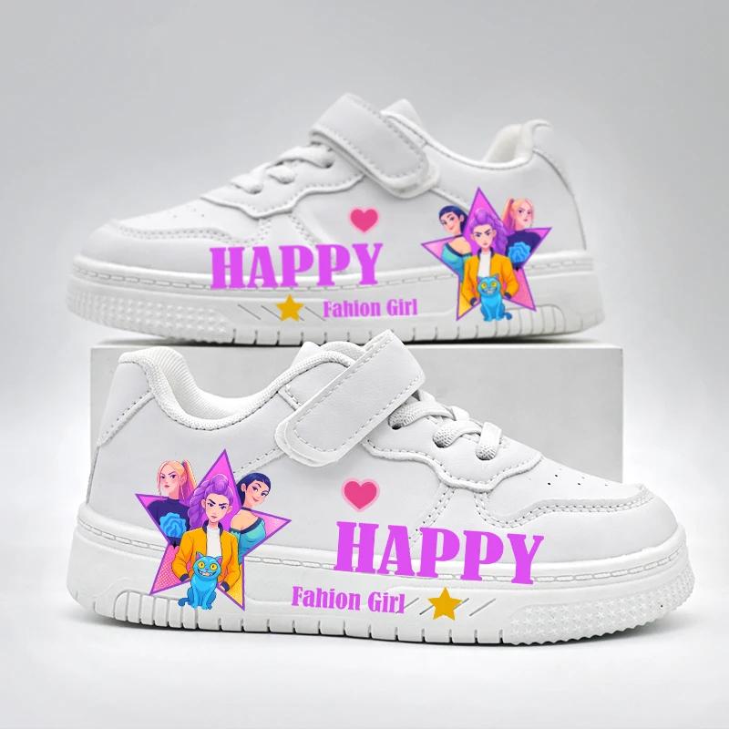 Girls Cartoon Casual Sneakers Children's Fashion New Non-slip Design Cute White Sport Shoes Baby Kids Outdoor Breathable Shoes