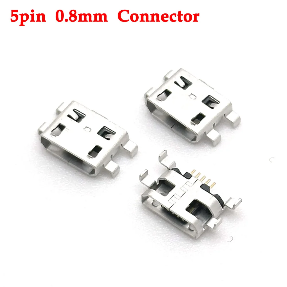 1/30pcs Micro USB Connector 5pin 0.8mm B Type With hole Female For Mobile Phone Micro USB Jack Connector 5 pin Charging Socket