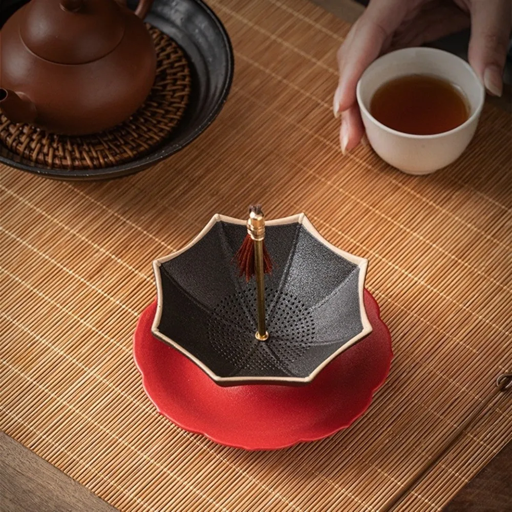 Ceramic Umbrella Tea Strainer Chinese Style Traditional Tea Infuser Tea Tray Set Creative Exquisite