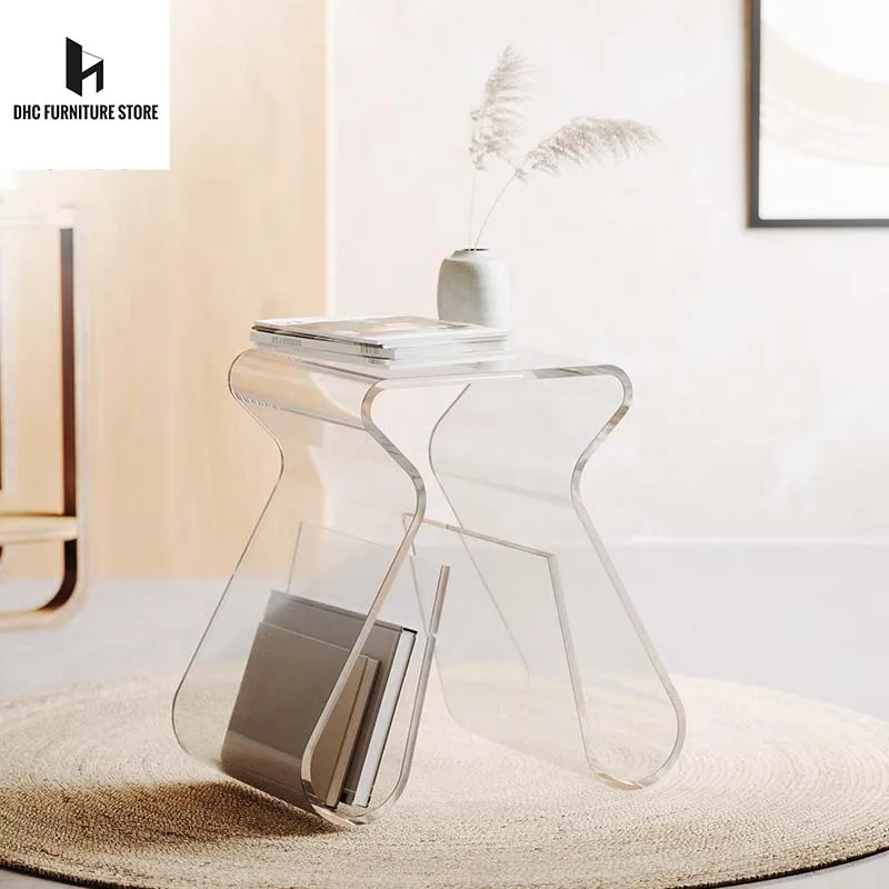 Transparent Acrylic Coffee Table Family Sofa Side Table Creative Magazine Shelf Creative Design Home Minimalist Bedside Table