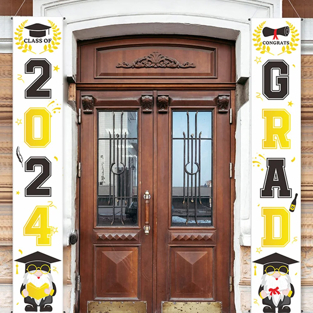 

2Pcs Graduation Backdrop Banner Party Decoration Oxford Cloth Material Congrats Grad Background Perfect for Celebration