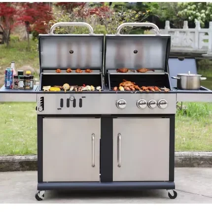 

Outdoor Kitchen Cabinets Stainless Steel Combo Gas Grills Charcoal Grill Black Color