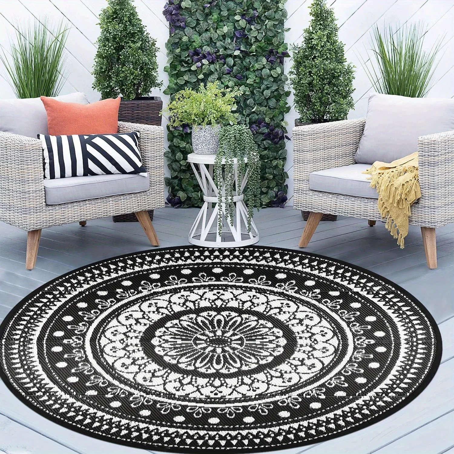 Traditional Ornate Mandala Pattern Area Carpet Non Slip Round Doormat For Coffee Shop Hotel Lobby Dance Studio
