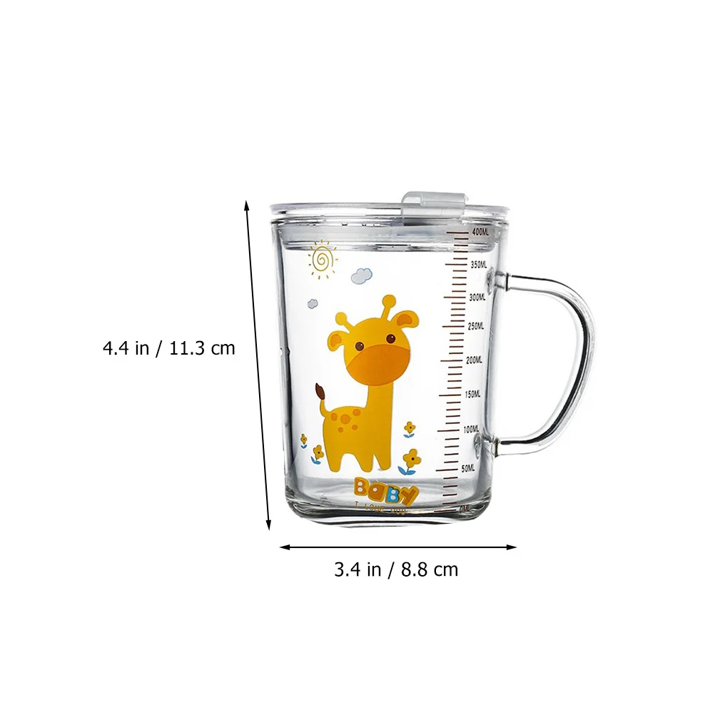 

2Sets Kids Glass Straw Cups Handle Design Clear Scale Milk Water Coffee Measuring Cups for Home Restaurant Use