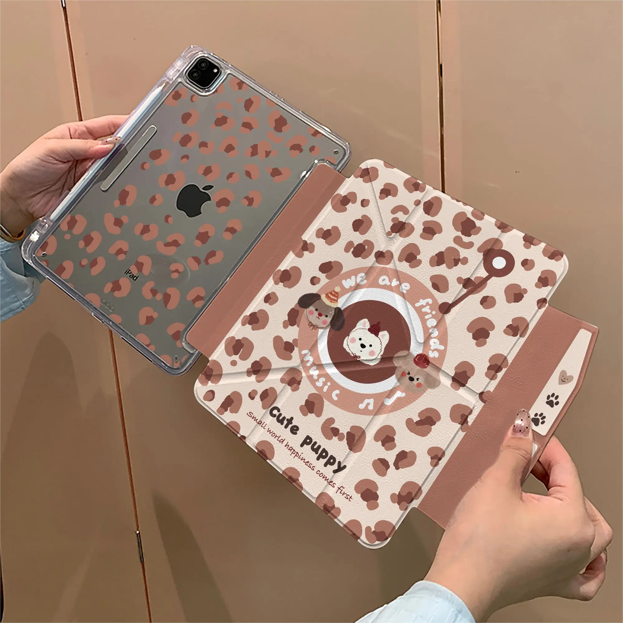 

INS Trendy Leopard Print Record For iPad 11 flat Case Air7/6 Protective Cover Y fold 5/4 With Buckle Pro Cartoon 9/8 Generation