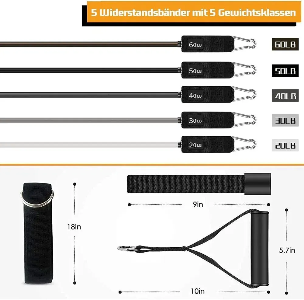 Widerstandsbänder-Set, Zugseil für Männer und Frauen, Workout-Übungsbänder für Fitness, Zuhause, Fitnessstudio, Krafttrainingsgeräte – Detail 2