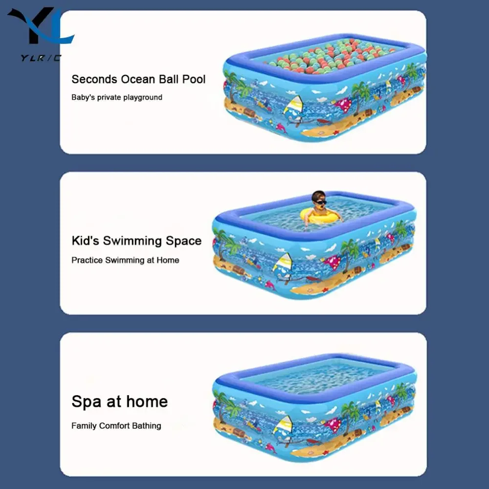حمام سباحة قابل للنفخ PVC حوض استحمام للأطفال نمط كرتوني سماكة حمام سباحة ألعاب احتفالات صيفية للأطفال الصغار #4