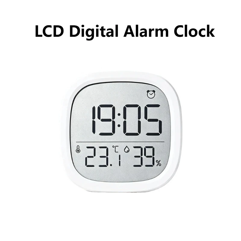 Multifunctional Slim Desk Clock LCD Digital Alarm with Temperature Humidity Detection for Bedroom Nightstand Decoration 301
