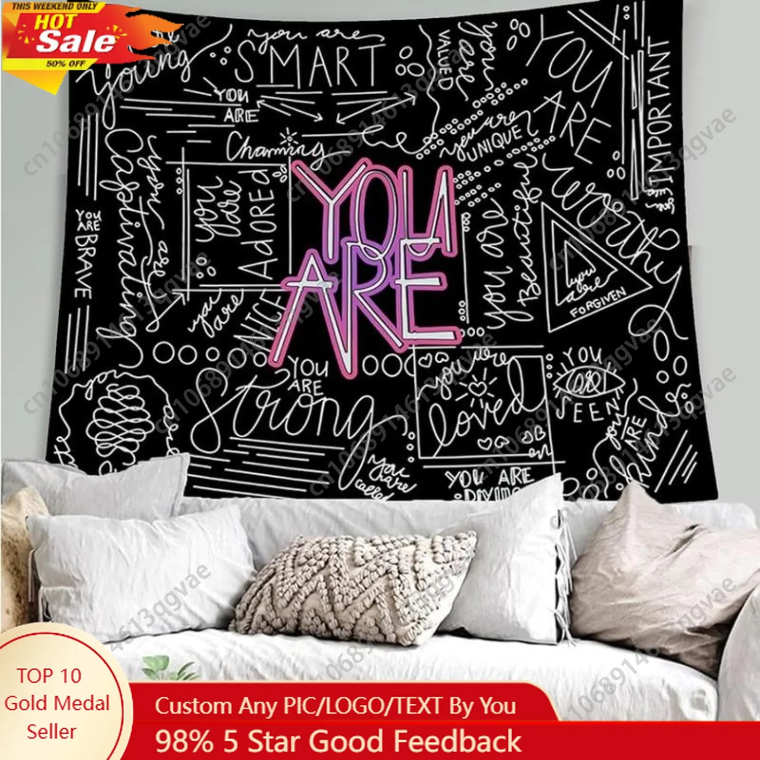 اقتباس أنت نسيج ملهم جدار الفن الجدار الشنق إيجابي قائلا نسيج الفصول الدراسية للديكور المخصص لفتاة في سن المراهقة #1