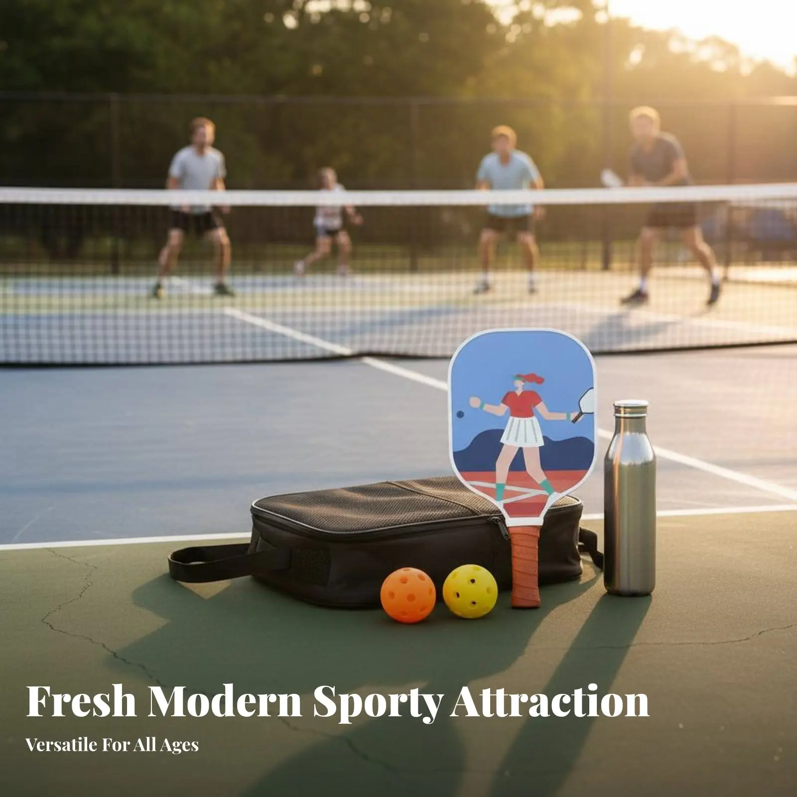 

Pickleball Paddle Lightweight Fiberglass Pickleball Racket Sports Equipment Anti-Slip Grip Includes Carry Bag for Family