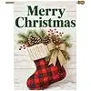 NGZ Christmas Plaid Stocking Garden Flag 28X40 Inch Linen Double Sided Flag for Holiday llz