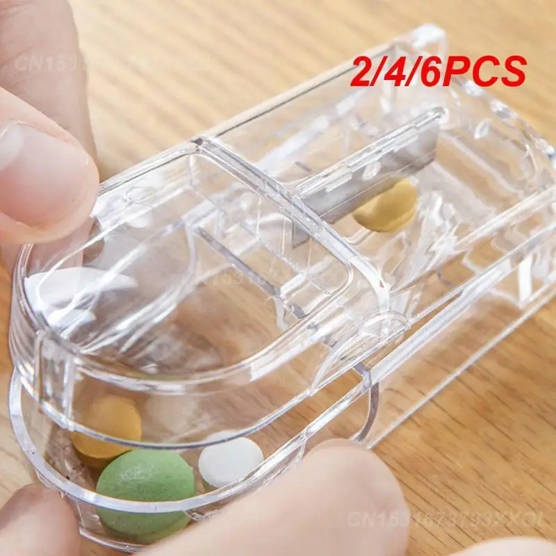 2/4/6PCS Pill Storage Box Tablet Cutter Splitter Portable Pill Cutter Health Care Pill Cutter Boxes Convenient Small